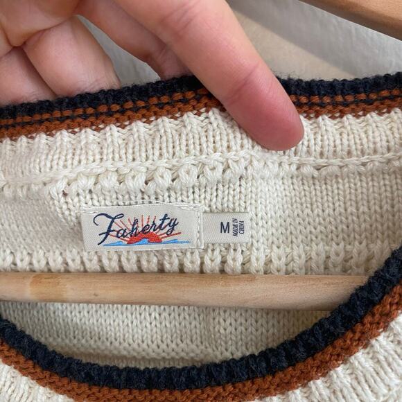 Faherty Mixed Stitch Tank Sweater Vest Womens Sz Medium Organic Cotton Cashmere - Picture 4 of 5